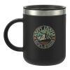 Hydro Flask® Coffee Mug 12oz Standard | Black | 1 color Screen Print | Handle Left, opposite Hydro Flask, - Center of art 2" down from lip | 2.00 Inches × 1.75 Inches