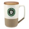 Tahoe Tea & Coffee Ceramic Mug with Wood Lid 16oz Black