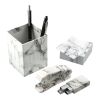 4 Piece Faux Marble Desktop Set White | No Imprint | not available | not available