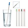 Stainless Steel Straw With Cleaning Brush Silver with Red | No Imprint