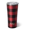 22 Oz. Swig Life™ Buffalo Plaid Stainless Steel Tumbler Red with Natural | No Imprint | not available | not available