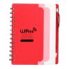 5" x 7" Recycled Dual Pocket Spiral Notebook w Pen Red with White | No Imprint | not available | not available