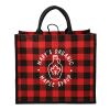 Buffalo Plaid Printed Jute Tote Red with Black | No Imprint | not available | not available
