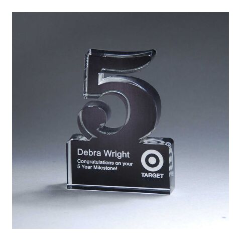 Freestanding 5 Year Anniversary Award Transparent | No Imprint