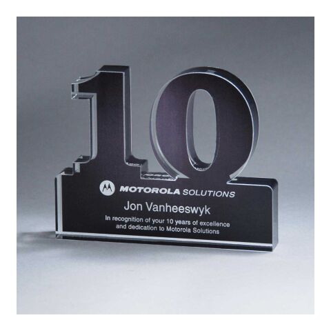 Freestanding 10 Year Anniversary Award Transparent | No Imprint