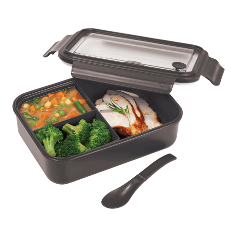 Three Compartment Food Storage Bento Box Standard | Black | No Imprint | not available | not available