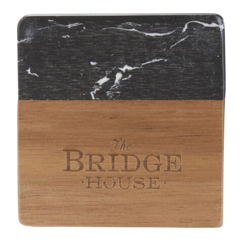 Black Marble and Wood Coaster Set