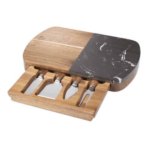 Black Marble Cheese Board Set with Knives Standard | Natural | No Imprint | not available | not available