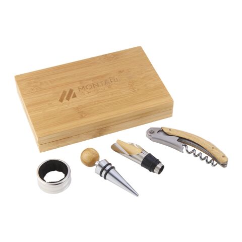 4 Piece Bamboo Wine Gift Set Standard | Natural | No Imprint | not available | not available