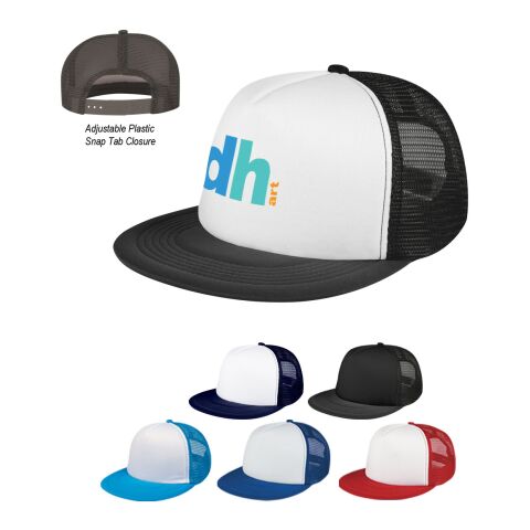 FLAT BILL TRUCKER CAP White-Royal Blue | No Imprint | not available | not available