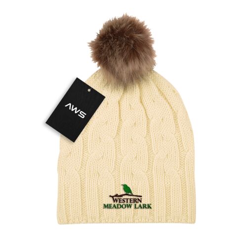 AWS Cameron Cable Knit Pom Beanie White | No Imprint | not available | not available