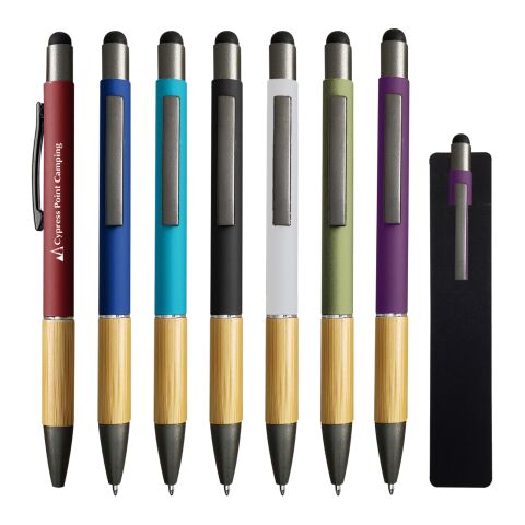 Aidan Bamboo Pen Black | SILK SCREEN | Barrel | 1.50 Inches × 0.62 Inches