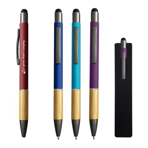 Aidan Bamboo Pen Black | SILK SCREEN | Barrel | 1.50 Inches × 0.62 Inches