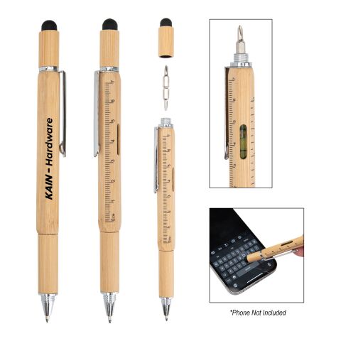 Bamboo Multi-Function Tool Pen Beige | No Imprint | not available | not available