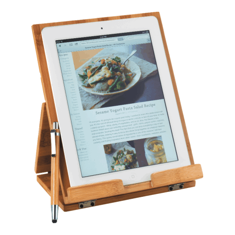 Tablet or Recipe Book Stand with Ballpoint Stylus 