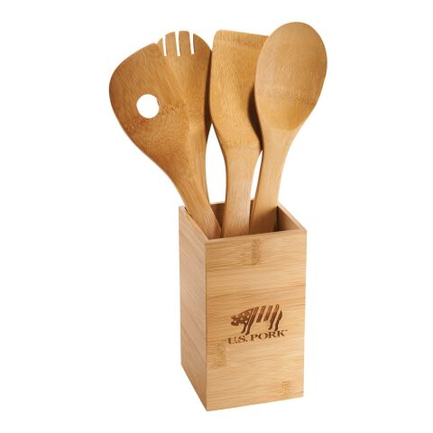 FSC Bamboo 4-piece Kitchen Tool Set and Canister Standard | Natural | No Imprint | not available | not available