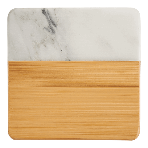 Marble and Bamboo Coaster Set Standard | Natural-Medium Heather Grey | No Imprint | not available | not available