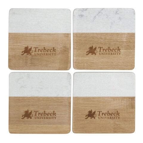 Marble and Bamboo Coaster Set Standard | Natural-White | No Imprint | not available | not available