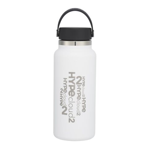 Hydro Flask® Wide Mouth With Flex Cap 32oz Standard | White | Laser Engraving | Centered on tumbler opposite Hydro Flask, - Center of art 3.68&quot; up from bottom | 2.30 Inches × 4.75 Inches