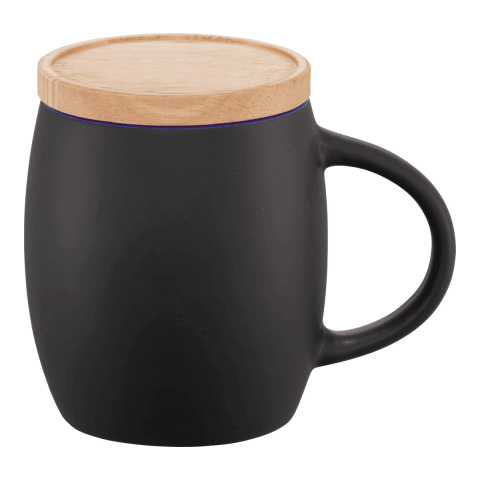 Hearth Ceramic Mug with Wood Lid/Coaster 15oz Black-Blue | No Imprint