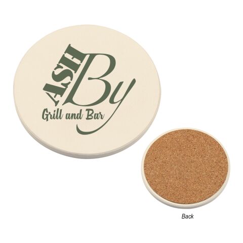 Round Absorbent Coaster White | Silk Screen | Front