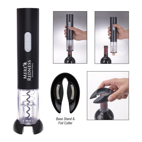 Electric Wine Opener Black | Silk Screen | Front | 2.50 Inches × 2.00 Inches