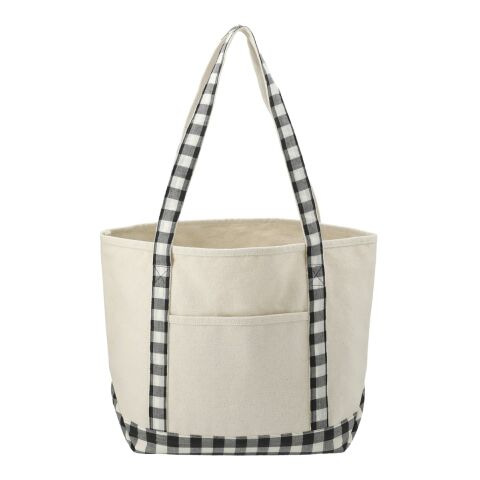 Buffalo Plaid 18oz Cotton Boat Tote Gray with Black Trim-Black Trim | No Imprint | not available | not available