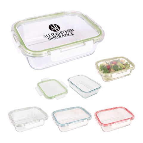 Fresh Prep Square Glass Food Container Blue | SILK SCREEN | Lid | 4.00 Inches × 2.00 Inches