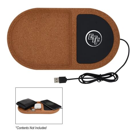 Cork Wireless Charging Pad Desktop Organizer Black | Screen Print | Top | 2.50 Inches × 2.50 Inches