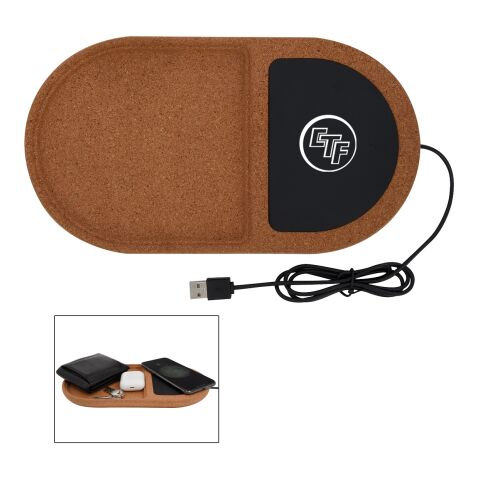 Cork Wireless Charging Pad Desktop Organizer