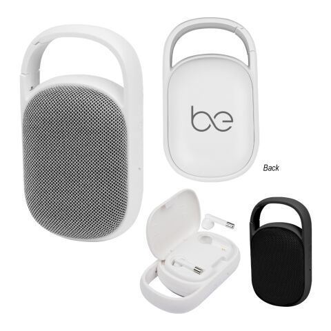 Block Party Bamboo Speaker &amp; Wireless Earbuds White | No Imprint