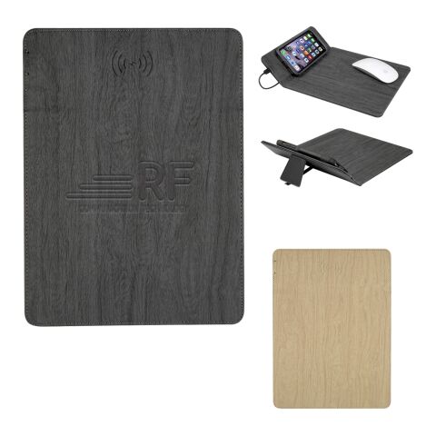 Woodgrain Wireless Charging Mouse Pad With Phone Stand Gray | No Imprint | not available | not available