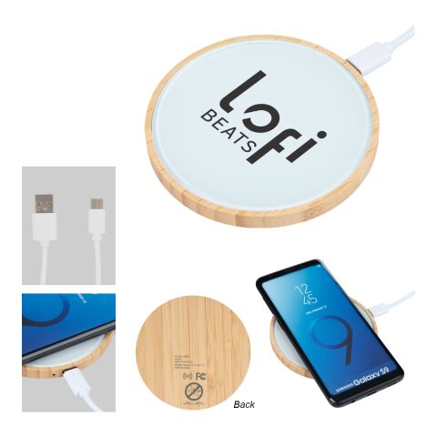 10W Glass &amp; Bamboo Wireless Charger Beige | No Imprint | not available