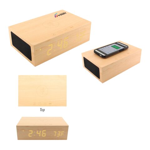 BlueSequoia Alarm Clock With Qi Charging Station And Wireless Speaker 4 Color Process | Top | 2.00 Inches × 1.00 Inches