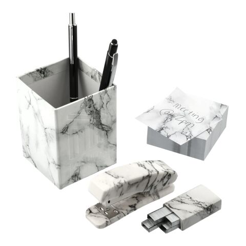 4 Piece Faux Marble Desktop Set