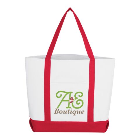 Pocket Shopper Tote Bag White-Red | No Imprint | not available | not available