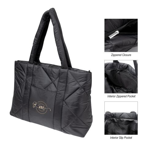 Luxe Quilted Puffer Tote Bag Black | No Imprint | not available | not available