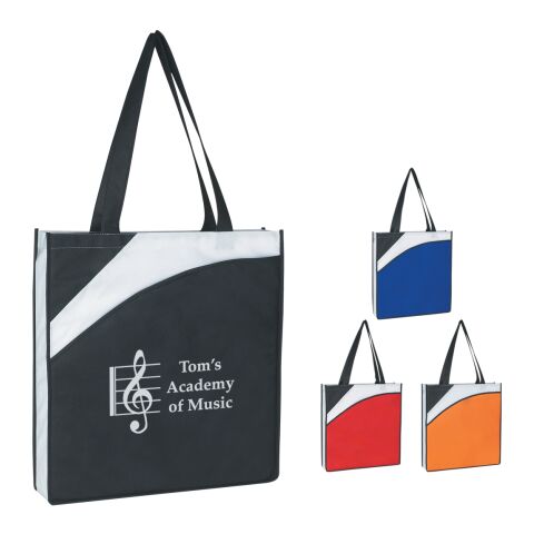 Non-Woven Conference Tote Bag Royal Blue with Black | Silk Screen | Side1 | 9.00 Inches × 6.00 Inches