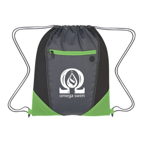 Two-Tone Drawstring Sports Pack Lime | Silk Screen | Front | 5.00 Inches × 6.00 Inches