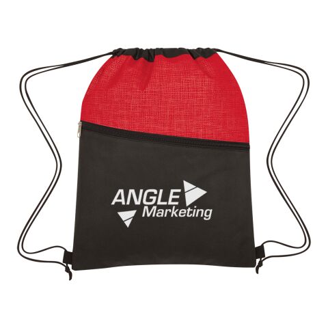 Crosshatch Two-Tone Non-Woven Drawstring Bag Red with Black | No Imprint | not available | not available