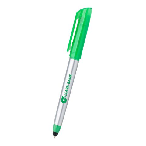 Trilogy Highlighter Stylus Pen Green | Screen Print | Barrel | 1.50 Inches × 0.75 Inches