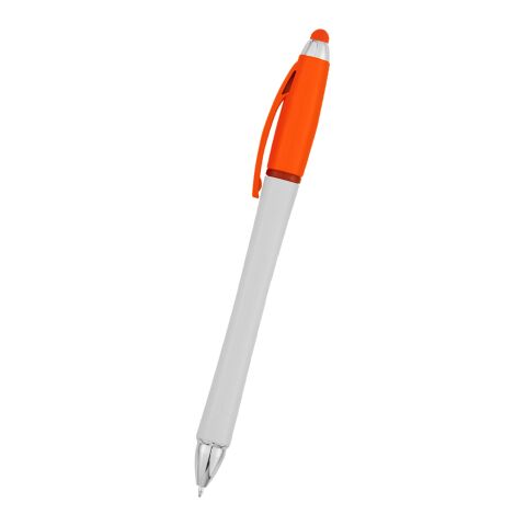 Harmony Stylus Pen With Highlighter White-Orange | SILK SCREEN | Barrel | 1.75 Inches × 0.50 Inches