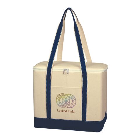 Large Cotton Canvas Kooler Bag Natural with Navy | No Imprint | not available | not available