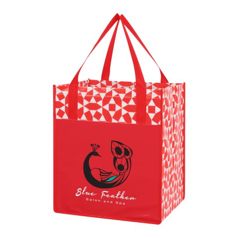 Non-Woven Geometric Shopping Tote Bag Red | No Imprint | not available | not available