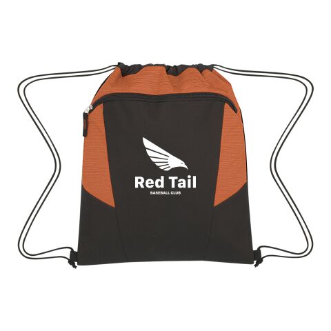 Tahoe Heathered Drawstring Backpack Orange | Silk Screen | Front | 4.00 Inches × 7.00 Inches