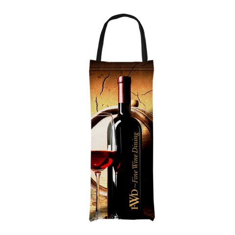 6&quot; W X 16&quot; H Polyester Wine Bag White | 4 Color Process | Standard | 6.00 Inches × 16.00 Inches