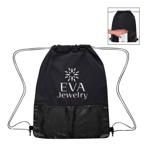 Flip Sequin Drawstring Bag Standard | Black | No Imprint | not available | not available