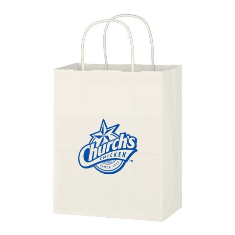 Kraft Paper White Shopping Bag - 8" x 10-1/4"