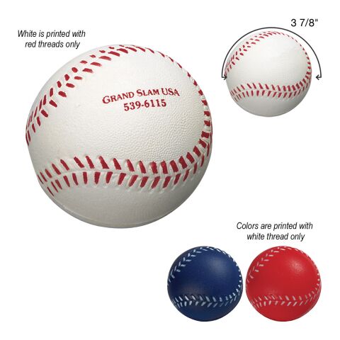 Baseball Shape Stress Reliever White | 1 color PAD PRINT | Side1 | 1.06 Inches × 1.06 Inches
