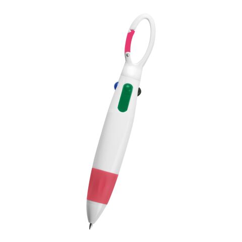 Quatro Carabiner Pen white-red | 1 color Pad Print | Barrel | 1.00 Inches × 0.38 Inches